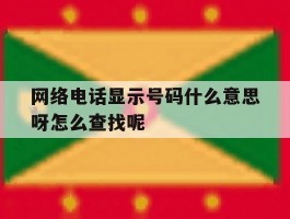 网络电话显示号码什么意思呀怎么查找呢