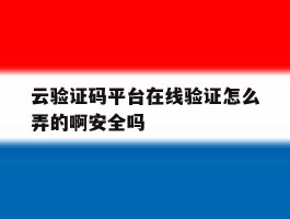 云验证码平台在线验证怎么弄的啊安全吗