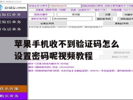 苹果手机收不到验证码怎么设置密码呢视频教程