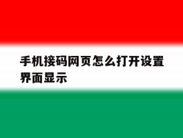 手机接码网页怎么打开设置界面显示
