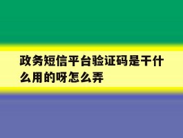 政务短信平台验证码是干什么用的呀怎么弄