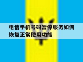 电信手机号码暂停服务如何恢复正常使用功能