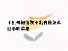 手机号短信发不出去是怎么回事呢苹果