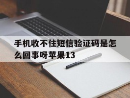 手机收不住短信验证码是怎么回事呀苹果13