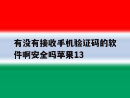 有没有接收手机验证码的软件啊安全吗苹果13