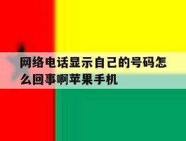 网络电话显示自己的号码怎么回事啊苹果手机