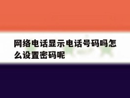 网络电话显示电话号码吗怎么设置密码呢