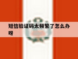 短信验证码太频繁了怎么办呀