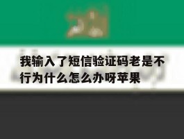 我输入了短信验证码老是不行为什么怎么办呀苹果