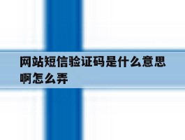 网站短信验证码是什么意思啊怎么弄