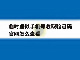 临时虚拟手机号收取验证码官网怎么查看