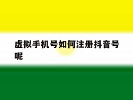 虚拟手机号如何注册抖音号呢