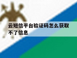 云短信平台验证码怎么获取不了信息