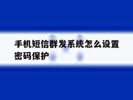 手机短信群发系统怎么设置密码保护