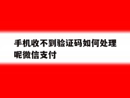 手机收不到验证码如何处理呢微信支付