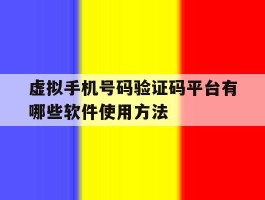 虚拟手机号码验证码平台有哪些软件使用方法