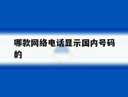 哪款网络电话显示国内号码的