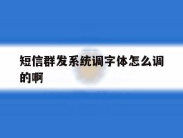 短信群发系统调字体怎么调的啊