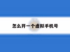 怎么开一个虚拟手机号