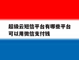 超级云短信平台有哪些平台可以用微信支付钱