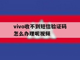 vivo收不到短信验证码怎么办理呢视频