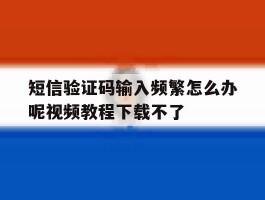 短信验证码输入频繁怎么办呢视频教程下载不了