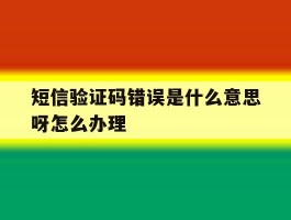 短信验证码错误是什么意思呀怎么办理