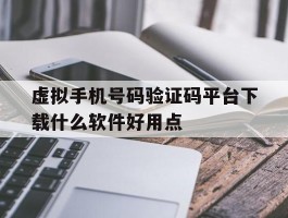 虚拟手机号码验证码平台下载什么软件好用点