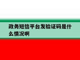 政务短信平台发验证码是什么情况啊