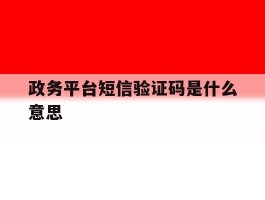 政务平台短信验证码是什么意思