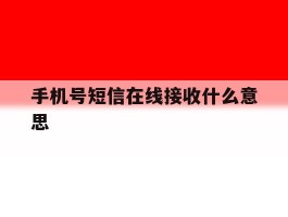 手机号短信在线接收什么意思