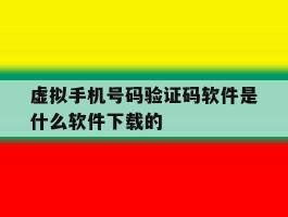 虚拟手机号码验证码软件是什么软件下载的