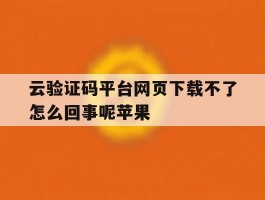 云验证码平台网页下载不了怎么回事呢苹果