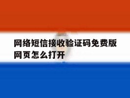 网络短信接收验证码免费版网页怎么打开
