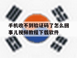 手机收不到验证码了怎么回事儿视频教程下载软件