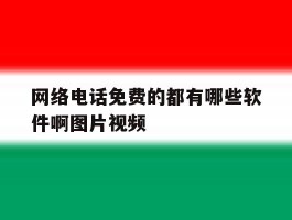 网络电话免费的都有哪些软件啊图片视频