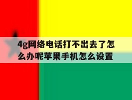 4g网络电话打不出去了怎么办呢苹果手机怎么设置