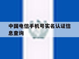 中国电信手机号实名认证信息查询