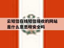 云短信在线短信接收的网站是什么意思呀安全吗