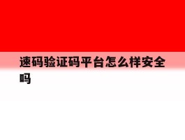 速码验证码平台怎么样安全吗