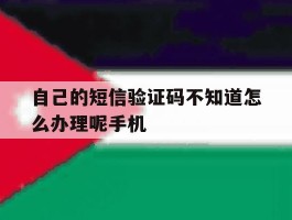 自己的短信验证码不知道怎么办理呢手机