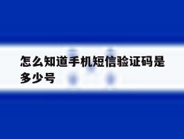 怎么知道手机短信验证码是多少号