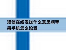 短信在线发送什么意思啊苹果手机怎么设置