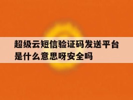 超级云短信验证码发送平台是什么意思呀安全吗