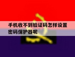 手机收不到验证码怎样设置密码保护器呢