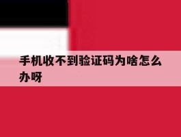 手机收不到验证码为啥怎么办呀