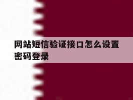 网站短信验证接口怎么设置密码登录