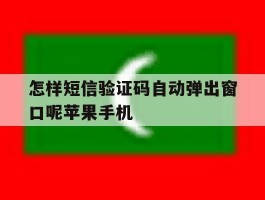 怎样短信验证码自动弹出窗口呢苹果手机