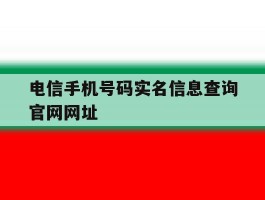 电信手机号码实名信息查询官网网址