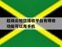 超级云短信接收平台有哪些功能可以用手机